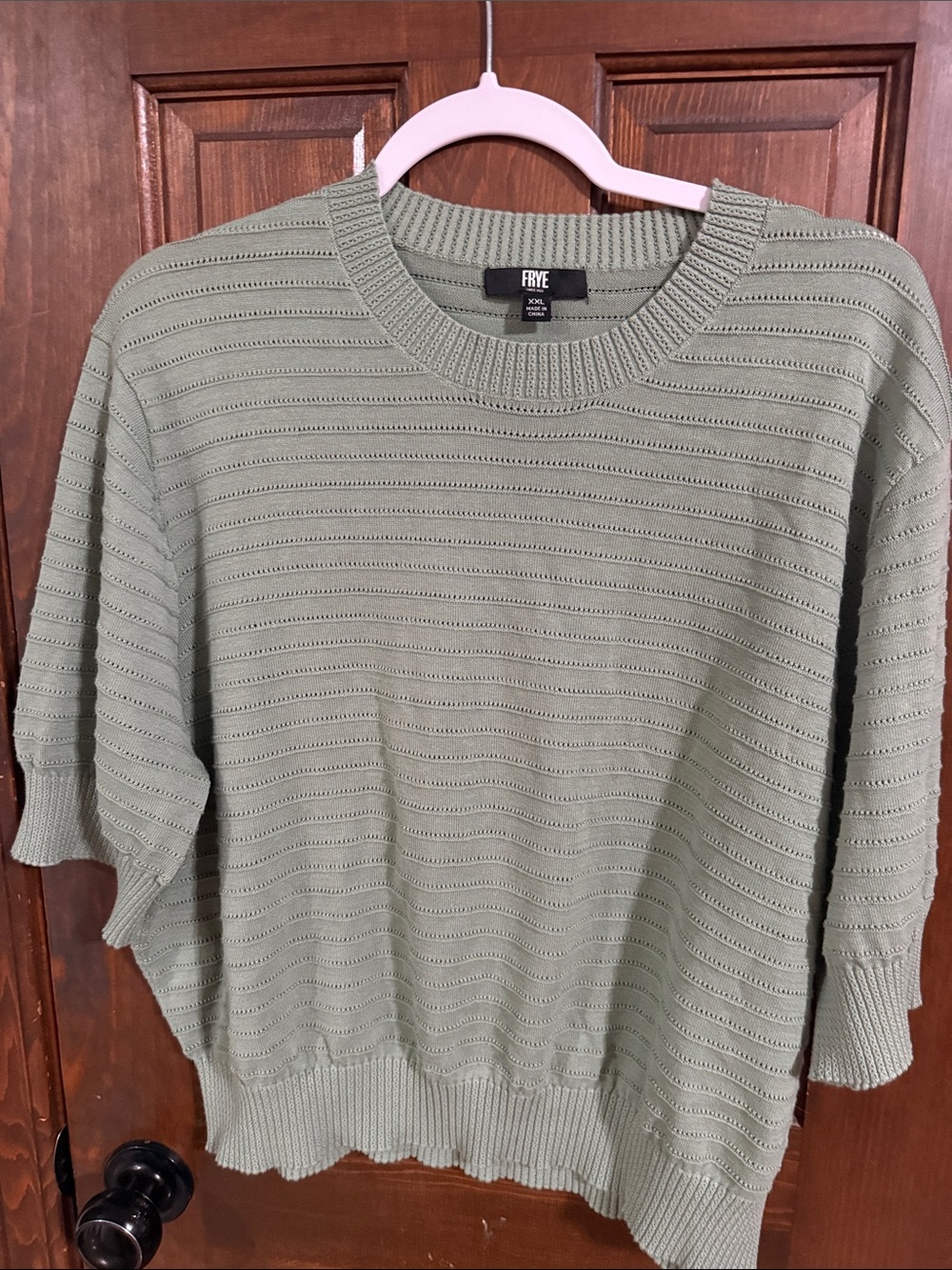Frye Sage Green Short-Sleeve Crewneck Sweater